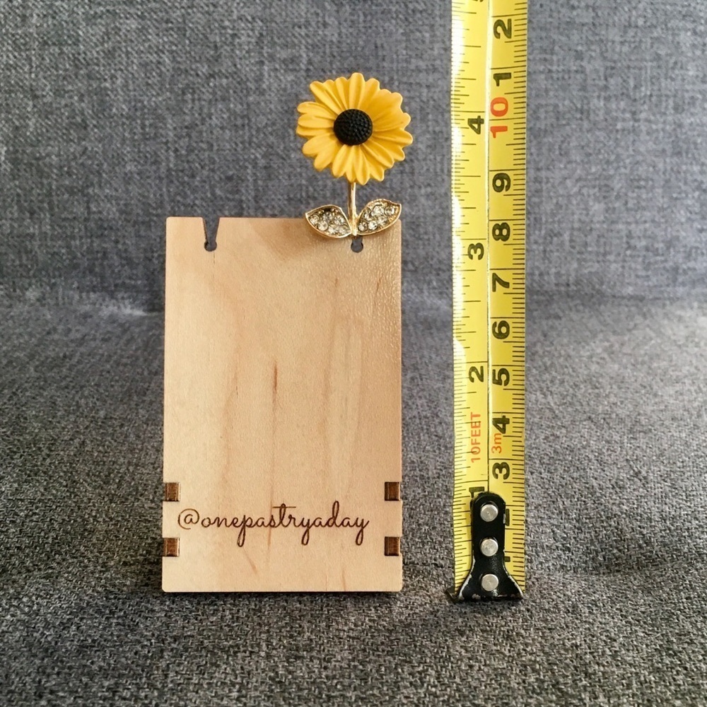 Sunflower Enamel + Rhinestone Fashion Brooch Pin, Yellow, Gold, White - Picture 12 of 17